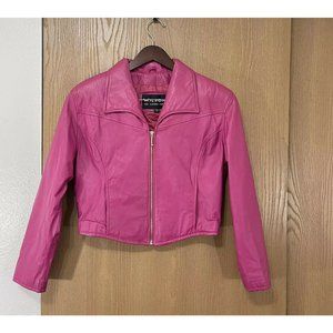 Wilsons Women's VTG Short Leather Western Jacket Cowgirl Pink Riding
